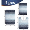 image:imageOLANLY Bathroom Rugs Sets 3 Piece Soft Absorbent Microfiber Bath Mats and UShaped Contour Toilet Rug Machine Wash Dry Plush Shaggy Bath Mat Set for Bathroom 30x2024x1624x20 GreyDark Blue