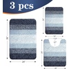 image:imageOLANLY Bathroom Rugs Sets 3 Piece Soft Absorbent Microfiber Bath Mats and UShaped Contour Toilet Rug Machine Wash Dry Plush Shaggy Bath Mat Set for Bathroom 30x2024x1624x20 GreyDark Blue
