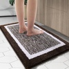image:imageOLANLY Small Bathroom Rugs 24x16 Extra Soft and Absorbent Microfiber Bath Rugs NonSlip Machine Washable Quick Dry Shaggy Bath Carpet Bath Mats for Bathroom Floor Tub Shower GreyBrown and White