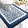 image:imageOLANLY Small Bathroom Rugs 24x16 Extra Soft and Absorbent Microfiber Bath Rugs NonSlip Machine Washable Quick Dry Shaggy Bath Carpet Bath Mats for Bathroom Floor Tub Shower GreyNavy and White