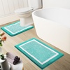 image:imageOLANLY Small Bathroom Rugs 24x16 Extra Soft and Absorbent Microfiber Bath Rugs NonSlip Machine Washable Quick Dry Shaggy Bath Carpet Bath Mats for Bathroom Floor Tub Shower GreyGreen and White