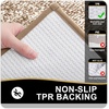 image:imageOLANLY Small Bathroom Rugs 24x16 Extra Soft and Absorbent Microfiber Bath Rugs NonSlip Machine Washable Quick Dry Shaggy Bath Carpet Bath Mats for Bathroom Floor Tub Shower GreyTan and White