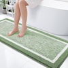 image:imageOLANLY Small Bathroom Rugs 24x16 Extra Soft and Absorbent Microfiber Bath Rugs NonSlip Machine Washable Quick Dry Shaggy Bath Carpet Bath Mats for Bathroom Floor Tub Shower GreySage Green and White