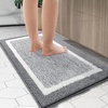 image:imageOLANLY Small Bathroom Rugs 24x16 Extra Soft and Absorbent Microfiber Bath Rugs NonSlip Machine Washable Quick Dry Shaggy Bath Carpet Bath Mats for Bathroom Floor Tub Shower GreyGrey and White