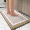 image:imageOLANLY Small Bathroom Rugs 24x16 Extra Soft and Absorbent Microfiber Bath Rugs NonSlip Machine Washable Quick Dry Shaggy Bath Carpet Bath Mats for Bathroom Floor Tub Shower GreyBeige and White
