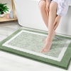 image:imageOLANLY Small Bathroom Rugs 24x16 Extra Soft and Absorbent Microfiber Bath Rugs NonSlip Machine Washable Quick Dry Shaggy Bath Carpet Bath Mats for Bathroom Floor Tub Shower GreySage Green and White
