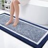 image:imageOLANLY Small Bathroom Rugs 24x16 Extra Soft and Absorbent Microfiber Bath Rugs NonSlip Machine Washable Quick Dry Shaggy Bath Carpet Bath Mats for Bathroom Floor Tub Shower GreyNavy and White