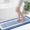 image:imageOLANLY Small Bathroom Rugs 24x16 Extra Soft and Absorbent Microfiber Bath Rugs NonSlip Machine Washable Quick Dry Shaggy Bath Carpet Bath Mats for Bathroom Floor Tub Shower GreyBlue and White
