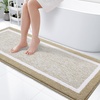 image:imageOLANLY Small Bathroom Rugs 24x16 Extra Soft and Absorbent Microfiber Bath Rugs NonSlip Machine Washable Quick Dry Shaggy Bath Carpet Bath Mats for Bathroom Floor Tub Shower GreyBeige and White
