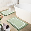image:imageOLANLY Small Bathroom Rugs 24x16 Extra Soft and Absorbent Microfiber Bath Rugs NonSlip Machine Washable Quick Dry Shaggy Bath Carpet Bath Mats for Bathroom Floor Tub Shower GreySage Green and White