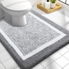 image:imageOLANLY Small Bathroom Rugs 24x16 Extra Soft and Absorbent Microfiber Bath Rugs NonSlip Machine Washable Quick Dry Shaggy Bath Carpet Bath Mats for Bathroom Floor Tub Shower GreyGrey and White
