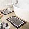 image:imageOLANLY Small Bathroom Rugs 24x16 Extra Soft and Absorbent Microfiber Bath Rugs NonSlip Machine Washable Quick Dry Shaggy Bath Carpet Bath Mats for Bathroom Floor Tub Shower GreyBrown and White