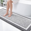 image:imageOLANLY Small Bathroom Rugs 24x16 Extra Soft and Absorbent Microfiber Bath Rugs NonSlip Machine Washable Quick Dry Shaggy Bath Carpet Bath Mats for Bathroom Floor Tub Shower GreyGrey and White