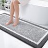 image:imageOLANLY Small Bathroom Rugs 24x16 Extra Soft and Absorbent Microfiber Bath Rugs NonSlip Machine Washable Quick Dry Shaggy Bath Carpet Bath Mats for Bathroom Floor Tub Shower GreyDark Grey and White