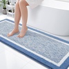 image:imageOLANLY Small Bathroom Rugs 24x16 Extra Soft and Absorbent Microfiber Bath Rugs NonSlip Machine Washable Quick Dry Shaggy Bath Carpet Bath Mats for Bathroom Floor Tub Shower GreyBlue and White