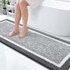 image:imageOLANLY Small Bathroom Rugs 24x16 Extra Soft and Absorbent Microfiber Bath Rugs NonSlip Machine Washable Quick Dry Shaggy Bath Carpet Bath Mats for Bathroom Floor Tub Shower GreyDark Grey and White