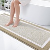 image:imageOLANLY Small Bathroom Rugs 24x16 Extra Soft and Absorbent Microfiber Bath Rugs NonSlip Machine Washable Quick Dry Shaggy Bath Carpet Bath Mats for Bathroom Floor Tub Shower GreyBeige and White
