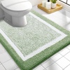 image:imageOLANLY Small Bathroom Rugs 24x16 Extra Soft and Absorbent Microfiber Bath Rugs NonSlip Machine Washable Quick Dry Shaggy Bath Carpet Bath Mats for Bathroom Floor Tub Shower GreySage Green and White