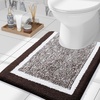 image:imageOLANLY Small Bathroom Rugs 24x16 Extra Soft and Absorbent Microfiber Bath Rugs NonSlip Machine Washable Quick Dry Shaggy Bath Carpet Bath Mats for Bathroom Floor Tub Shower GreyBrown and White