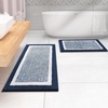 image:imageOLANLY Small Bathroom Rugs 24x16 Extra Soft and Absorbent Microfiber Bath Rugs NonSlip Machine Washable Quick Dry Shaggy Bath Carpet Bath Mats for Bathroom Floor Tub Shower GreyNavy and White