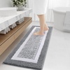 image:imageOLANLY Small Bathroom Rugs 24x16 Extra Soft and Absorbent Microfiber Bath Rugs NonSlip Machine Washable Quick Dry Shaggy Bath Carpet Bath Mats for Bathroom Floor Tub Shower GreyGrey and White