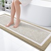image:imageOLANLY Small Bathroom Rugs 24x16 Extra Soft and Absorbent Microfiber Bath Rugs NonSlip Machine Washable Quick Dry Shaggy Bath Carpet Bath Mats for Bathroom Floor Tub Shower GreyBeige and White