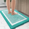 image:imageOLANLY Small Bathroom Rugs 24x16 Extra Soft and Absorbent Microfiber Bath Rugs NonSlip Machine Washable Quick Dry Shaggy Bath Carpet Bath Mats for Bathroom Floor Tub Shower GreyGreen and White