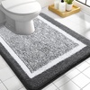 image:imageOLANLY Small Bathroom Rugs 24x16 Extra Soft and Absorbent Microfiber Bath Rugs NonSlip Machine Washable Quick Dry Shaggy Bath Carpet Bath Mats for Bathroom Floor Tub Shower GreyDark Grey and White