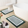 image:imageOLANLY Small Bathroom Rugs 24x16 Extra Soft and Absorbent Microfiber Bath Rugs NonSlip Machine Washable Quick Dry Shaggy Bath Carpet Bath Mats for Bathroom Floor Tub Shower GreyBlackish Green and White