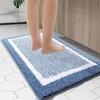 image:imageOLANLY Small Bathroom Rugs 24x16 Extra Soft and Absorbent Microfiber Bath Rugs NonSlip Machine Washable Quick Dry Shaggy Bath Carpet Bath Mats for Bathroom Floor Tub Shower GreyBlue and White