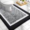 image:imageOLANLY Small Bathroom Rugs 24x16 Extra Soft and Absorbent Microfiber Bath Rugs NonSlip Machine Washable Quick Dry Shaggy Bath Carpet Bath Mats for Bathroom Floor Tub Shower GreyBlack and White