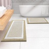 image:imageOLANLY Small Bathroom Rugs 24x16 Extra Soft and Absorbent Microfiber Bath Rugs NonSlip Machine Washable Quick Dry Shaggy Bath Carpet Bath Mats for Bathroom Floor Tub Shower GreyBeige and White