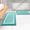 image:imageOLANLY Small Bathroom Rugs 24x16 Extra Soft and Absorbent Microfiber Bath Rugs NonSlip Machine Washable Quick Dry Shaggy Bath Carpet Bath Mats for Bathroom Floor Tub Shower GreyGreen and White