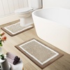 image:imageOLANLY Small Bathroom Rugs 24x16 Extra Soft and Absorbent Microfiber Bath Rugs NonSlip Machine Washable Quick Dry Shaggy Bath Carpet Bath Mats for Bathroom Floor Tub Shower GreyTan and White