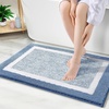 image:imageOLANLY Small Bathroom Rugs 24x16 Extra Soft and Absorbent Microfiber Bath Rugs NonSlip Machine Washable Quick Dry Shaggy Bath Carpet Bath Mats for Bathroom Floor Tub Shower GreyBlue and White