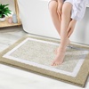 image:imageOLANLY Small Bathroom Rugs 24x16 Extra Soft and Absorbent Microfiber Bath Rugs NonSlip Machine Washable Quick Dry Shaggy Bath Carpet Bath Mats for Bathroom Floor Tub Shower GreyBeige and White
