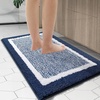 image:imageOLANLY Small Bathroom Rugs 24x16 Extra Soft and Absorbent Microfiber Bath Rugs NonSlip Machine Washable Quick Dry Shaggy Bath Carpet Bath Mats for Bathroom Floor Tub Shower GreyNavy and White