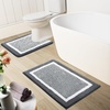image:imageOLANLY Small Bathroom Rugs 24x16 Extra Soft and Absorbent Microfiber Bath Rugs NonSlip Machine Washable Quick Dry Shaggy Bath Carpet Bath Mats for Bathroom Floor Tub Shower GreyDark Grey and White