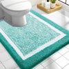 image:imageOLANLY Small Bathroom Rugs 24x16 Extra Soft and Absorbent Microfiber Bath Rugs NonSlip Machine Washable Quick Dry Shaggy Bath Carpet Bath Mats for Bathroom Floor Tub Shower GreyGreen and White