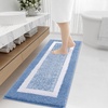 image:imageOLANLY Small Bathroom Rugs 24x16 Extra Soft and Absorbent Microfiber Bath Rugs NonSlip Machine Washable Quick Dry Shaggy Bath Carpet Bath Mats for Bathroom Floor Tub Shower GreyBlue and White