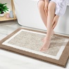 image:imageOLANLY Small Bathroom Rugs 24x16 Extra Soft and Absorbent Microfiber Bath Rugs NonSlip Machine Washable Quick Dry Shaggy Bath Carpet Bath Mats for Bathroom Floor Tub Shower GreyTan and White