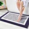 image:imageOLANLY Small Bathroom Rugs 24x16 Extra Soft and Absorbent Microfiber Bath Rugs NonSlip Machine Washable Quick Dry Shaggy Bath Carpet Bath Mats for Bathroom Floor Tub Shower GreyPurple and White