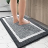 image:imageOLANLY Small Bathroom Rugs 24x16 Extra Soft and Absorbent Microfiber Bath Rugs NonSlip Machine Washable Quick Dry Shaggy Bath Carpet Bath Mats for Bathroom Floor Tub Shower GreyDark Grey and White