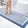image:imageOLANLY Small Bathroom Rugs 24x16 Extra Soft and Absorbent Microfiber Bath Rugs NonSlip Machine Washable Quick Dry Shaggy Bath Carpet Bath Mats for Bathroom Floor Tub Shower GreyBlue and White