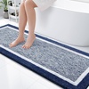 image:imageOLANLY Small Bathroom Rugs 24x16 Extra Soft and Absorbent Microfiber Bath Rugs NonSlip Machine Washable Quick Dry Shaggy Bath Carpet Bath Mats for Bathroom Floor Tub Shower GreyNavy and White