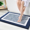 image:imageOLANLY Small Bathroom Rugs 24x16 Extra Soft and Absorbent Microfiber Bath Rugs NonSlip Machine Washable Quick Dry Shaggy Bath Carpet Bath Mats for Bathroom Floor Tub Shower GreyNavy and White