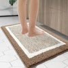image:imageOLANLY Small Bathroom Rugs 24x16 Extra Soft and Absorbent Microfiber Bath Rugs NonSlip Machine Washable Quick Dry Shaggy Bath Carpet Bath Mats for Bathroom Floor Tub Shower GreyTan and White