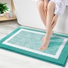image:imageOLANLY Small Bathroom Rugs 24x16 Extra Soft and Absorbent Microfiber Bath Rugs NonSlip Machine Washable Quick Dry Shaggy Bath Carpet Bath Mats for Bathroom Floor Tub Shower GreyGreen and White