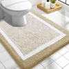 image:imageOLANLY Small Bathroom Rugs 24x16 Extra Soft and Absorbent Microfiber Bath Rugs NonSlip Machine Washable Quick Dry Shaggy Bath Carpet Bath Mats for Bathroom Floor Tub Shower GreyBeige and White