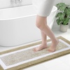image:imageOLANLY Small Bathroom Rugs 24x16 Extra Soft and Absorbent Microfiber Bath Rugs NonSlip Machine Washable Quick Dry Shaggy Bath Carpet Bath Mats for Bathroom Floor Tub Shower GreyBeige and White